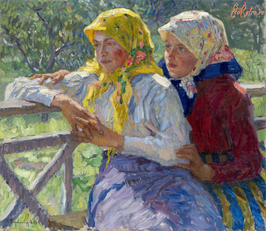 Картины - Николай Богданов-Бельский. Латгальские девушки в палатках