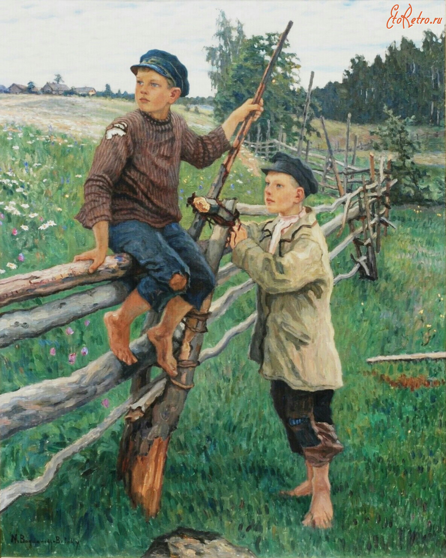 Картины - Николай Богданов-Бельский. Деревенские дети в России