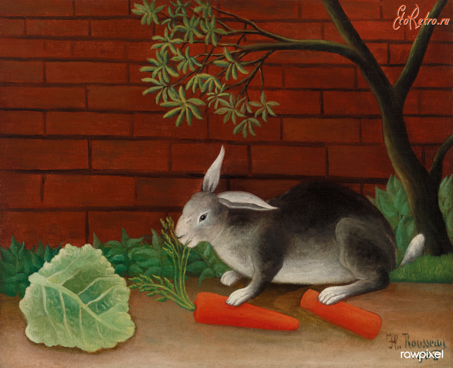Картины - Анри Руссо. Кролик и его трапеза. Овощи