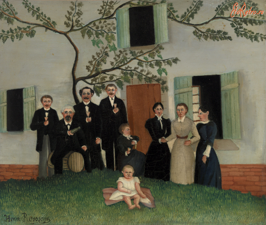 Картины - Анри Руссо. Семейный портрет у дома. Семья художника. Групповой портрет