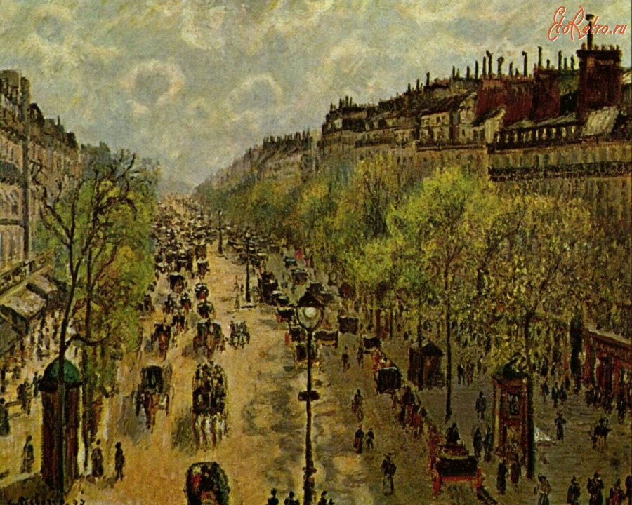 Картины - Камиль Писсарро. Бульвар Монмартр, весна. 1897
