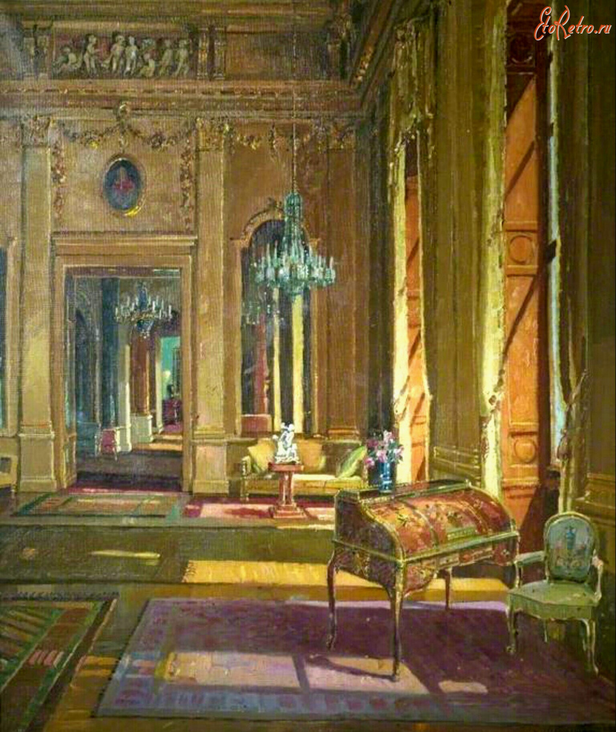 Картины - Герберт Дэвис Рихтер. Интерьер Букингемского дворца. Белая гостиная
