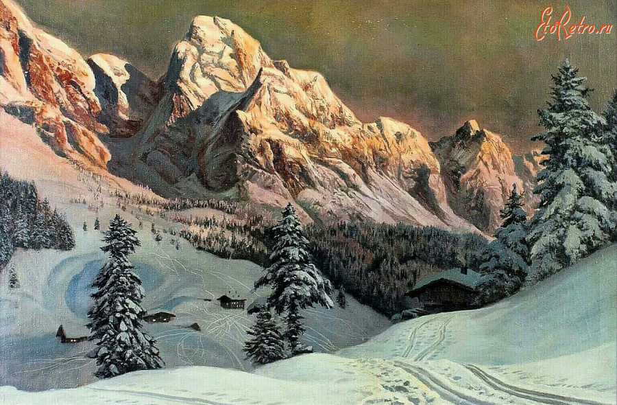 Картины - Алоиз Арнеггер. Зимний альпийский пейзаж