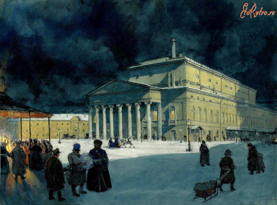 Картины - Александр Бенуа. Санкт-Петербург под снегом. Каменный Театр