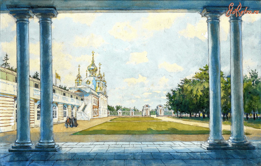 Картины - Александр Бенуа. Дворцовая церковь в Петергофе