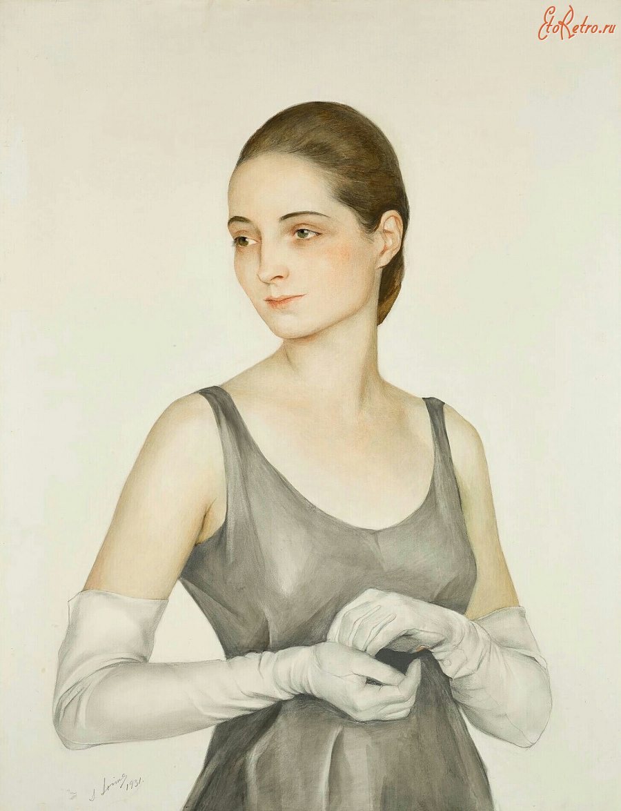 Картины - Савелий Сорин. Портрет женщины в белых перчатках