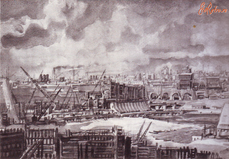 Картины - Cтроительство Днепрогэса.