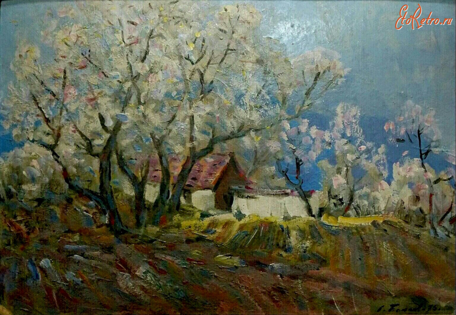 Картины - Сергей  Бакаев. Вечер. Цветущий сад