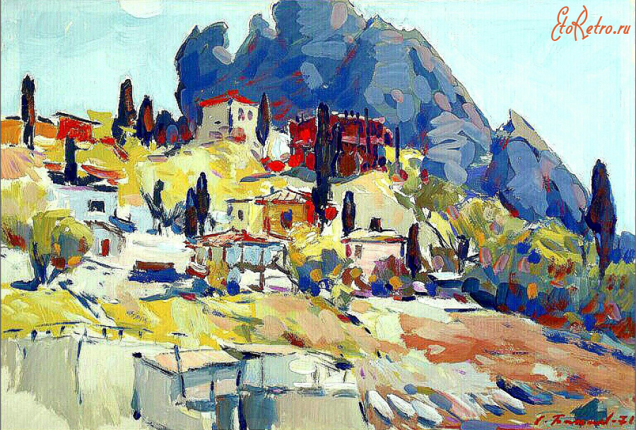 Картины - Сергей Бакаев. Горная деревня в Крыму