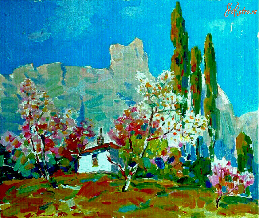 Картины - Сергей Бакаев. Весенний Крым. Сад у дома