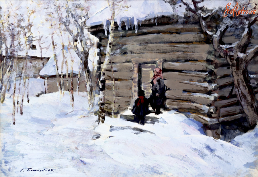 Картины - Сергей Бакаев. Зима. У дверей