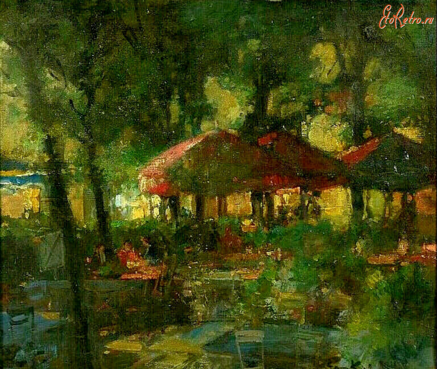 Картины - Сергей Кислаков. Рыночная сцена в Париже