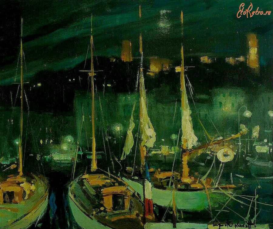 Картины - Сергей Кислаков. Порт в Каннах