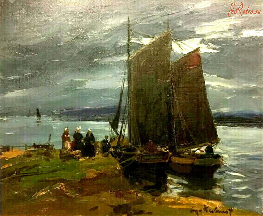 Картины - Сергей Кислаков. Рыбацкие лодки у причала