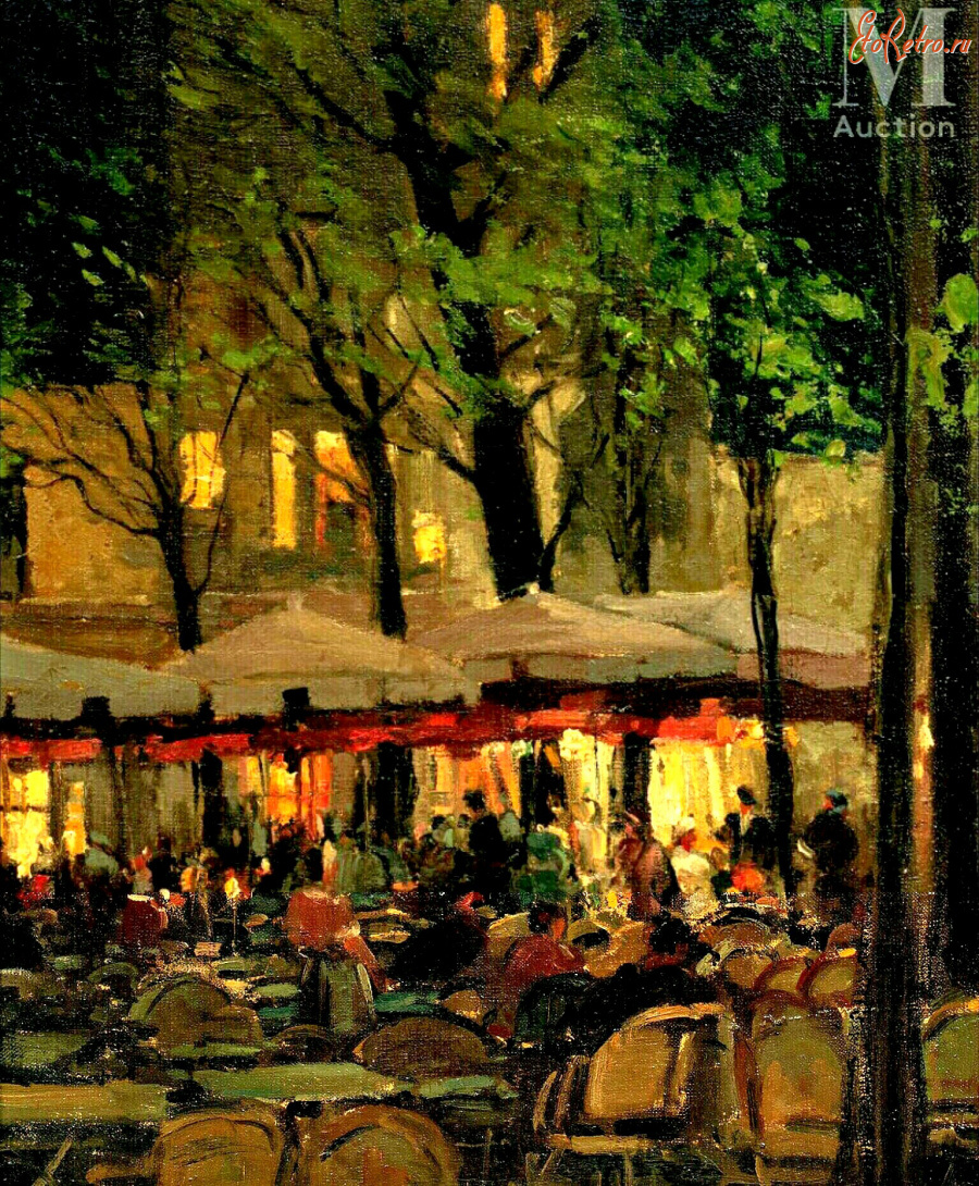 Картины - Сергей Кислаков. Ночной Париж. Терраса ресторана на Монмартре