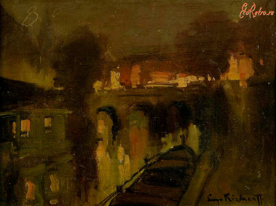 Картины - Сергей Кислаков. Париж. Набережная Сены ночью