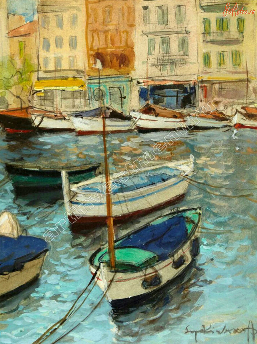 Картины - Сергей Кислаков. Лодки у пристани