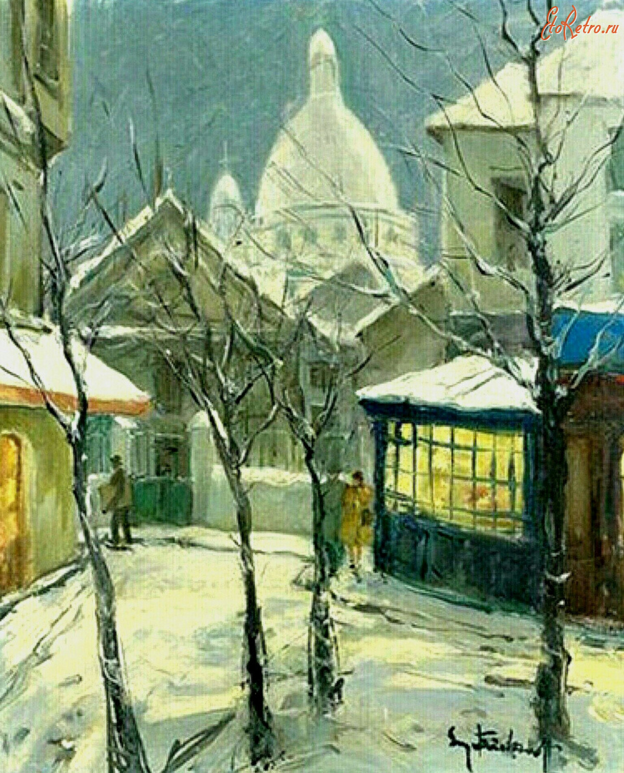 Картины - Сергей Кислаков. Монмартр под снегом. Сакре-Кер