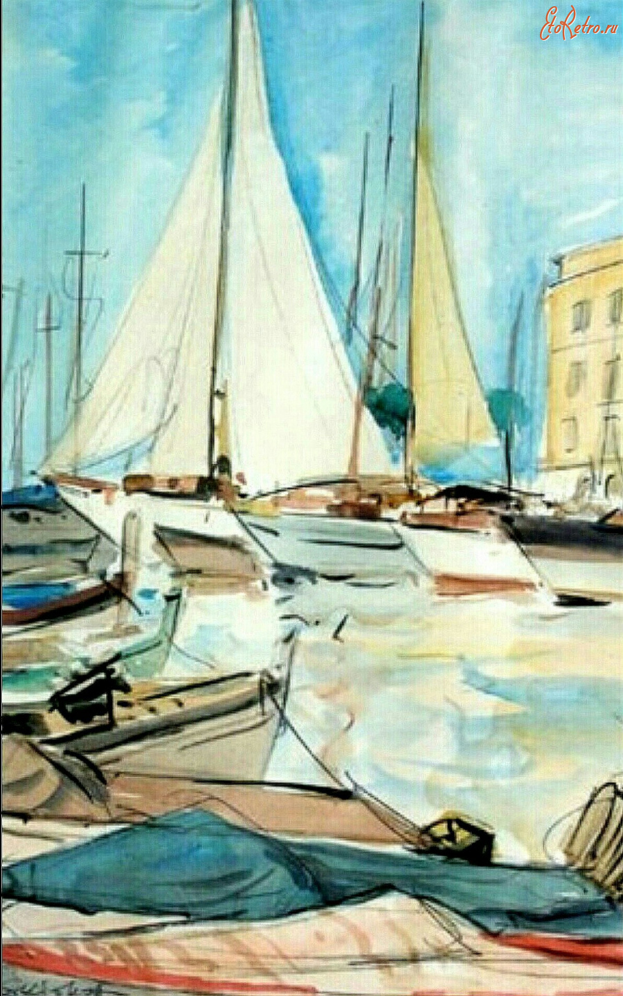 Картины - Сергей Кислаков. Лодки в порту