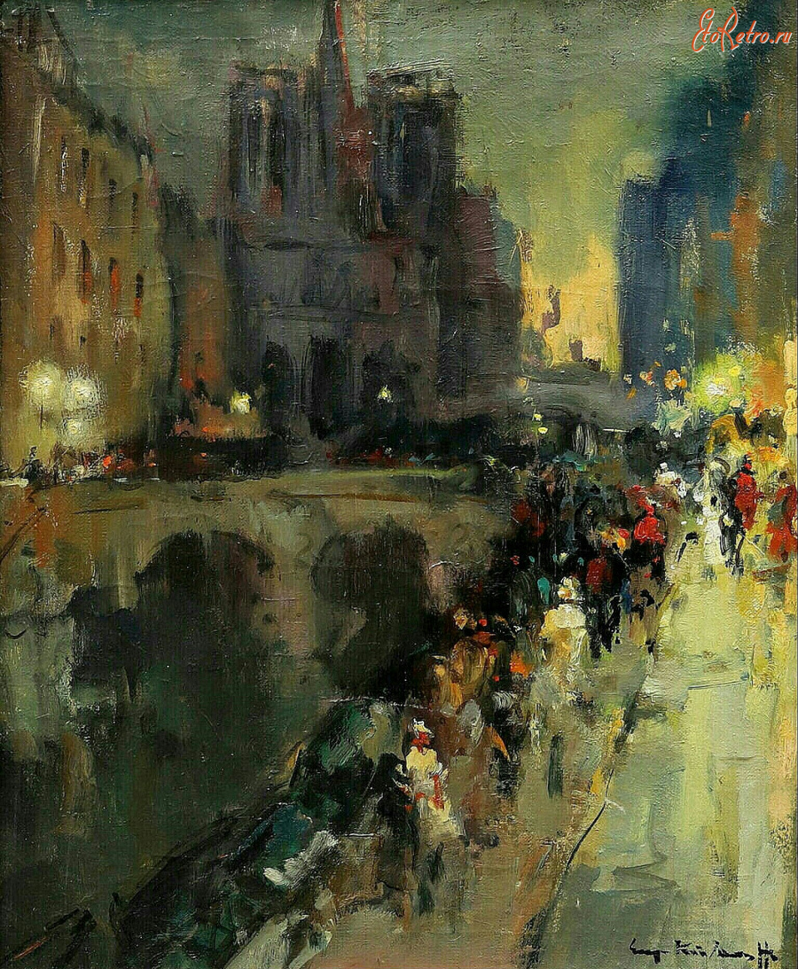 Картины - Сергей Кислаков. Уличная жизнь в Нотр-Дам