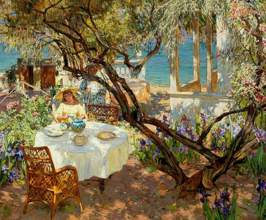 Картины - Пётр Столяренко. Крым. Чай в саду