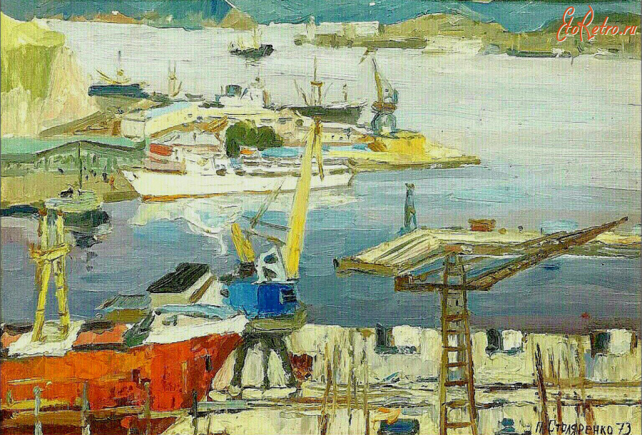 Картины - Пётр Столяренко. Крым. Корабли в порту
