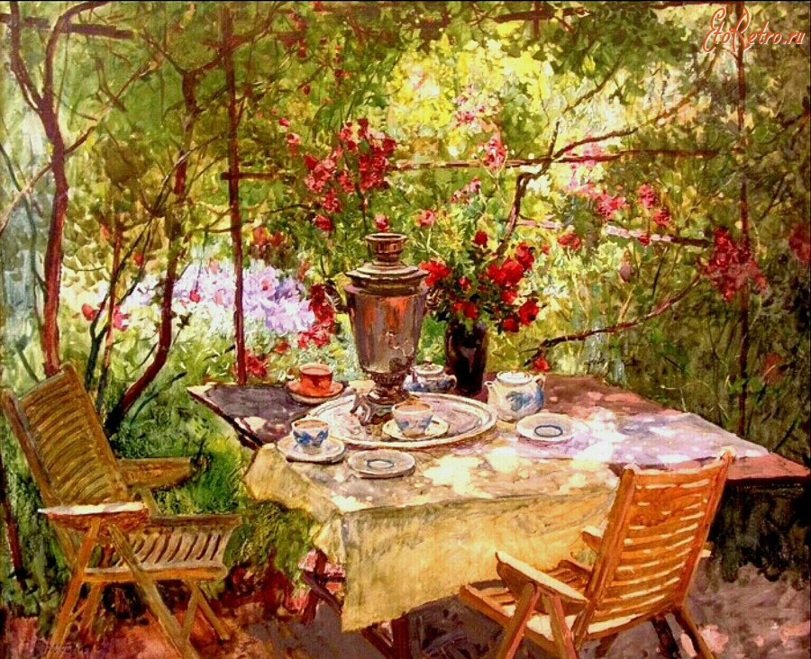 Картины - Пётр Столяренко. Крым. Чай в саду