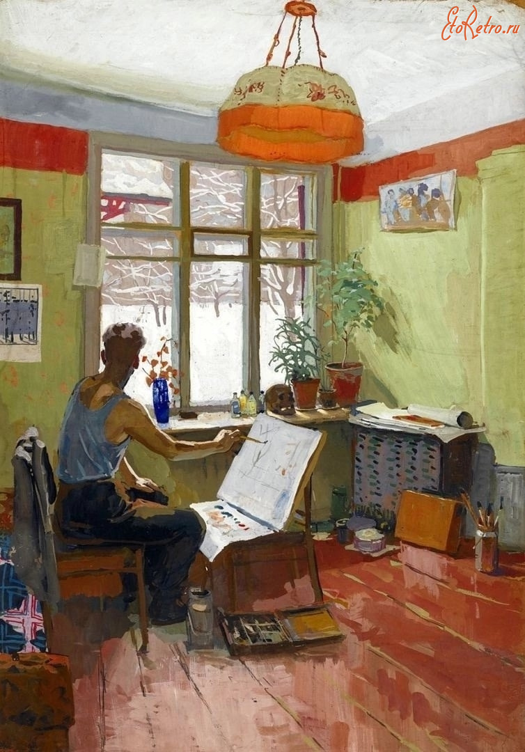 Картины - Зимой в студии.