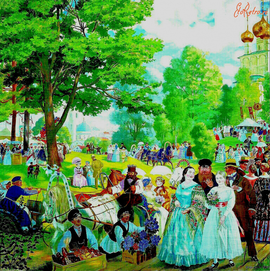 Картины - Борис Кустодиев. Борис Кустодиев. День Святой Троицы