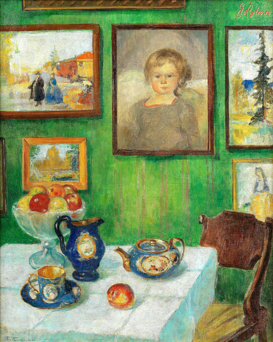 Картины - Борис Кустодиев. Интерьер комнаты художника