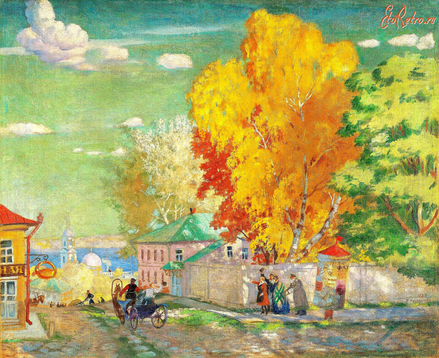 Картины - Борис Кустодиев. Осень. Проводы студента