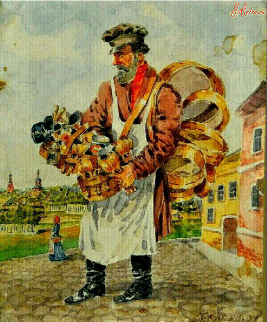 Картины - Борис Кустодиев. Разносчик