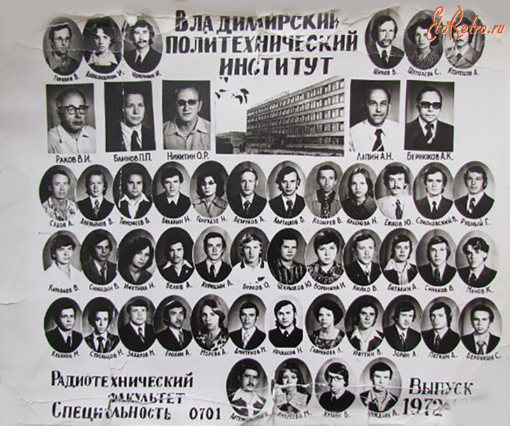 Владимир - ВПИ. Радиотехнический факультет. Выпуск 1972 г.