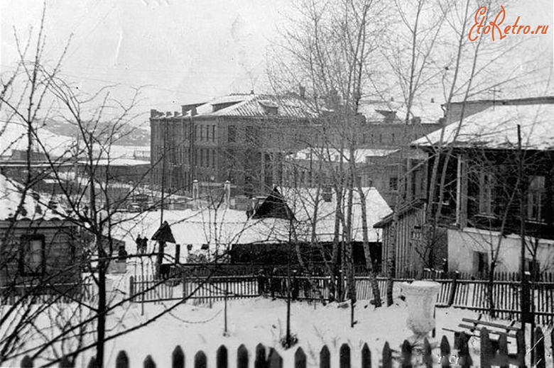 Лежнево - Новые Горки. Лежневский район. Вид на фабрику, милицию, магазин и почту.