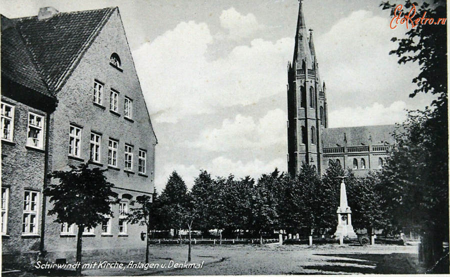 Калининградская область - Schirwindt, Kirche, Anlagen und Kriegerdenkmal.