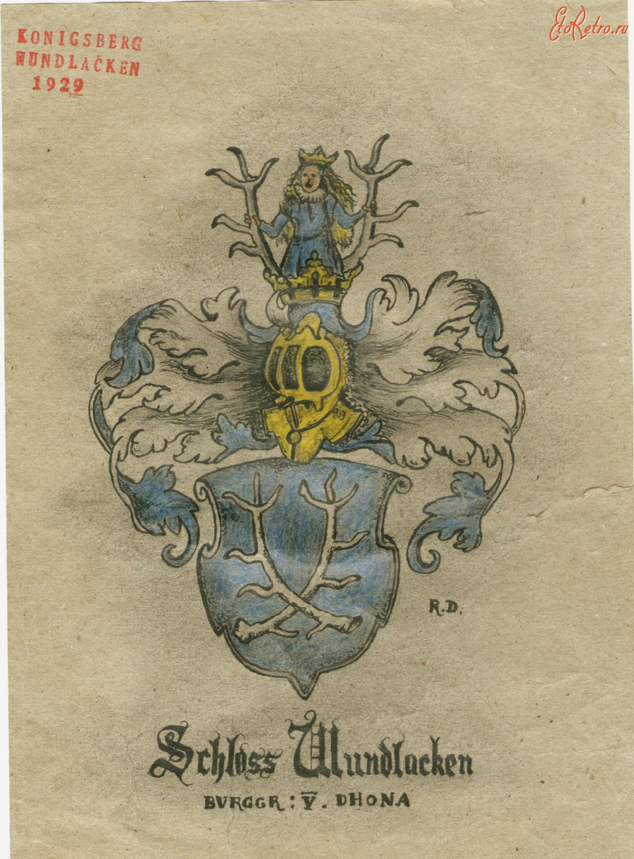 Калининградская область - Wappen Burggrafen zu Dohna , Schloss Wundlaсken , 1929