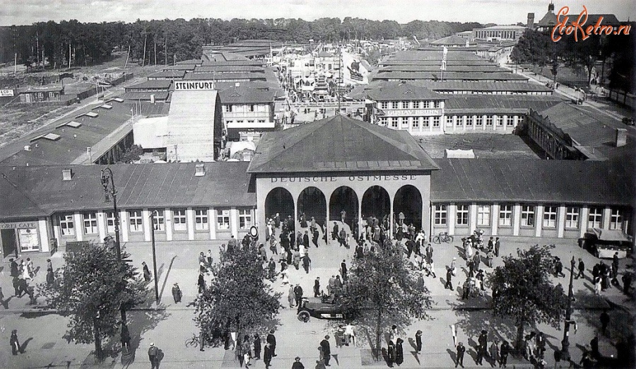 Калининград - Кёнигсберг. Вид на главный вход Немецкой Восточной ярмарки со стороны Ганза-ринг (ныне площадь Победы).