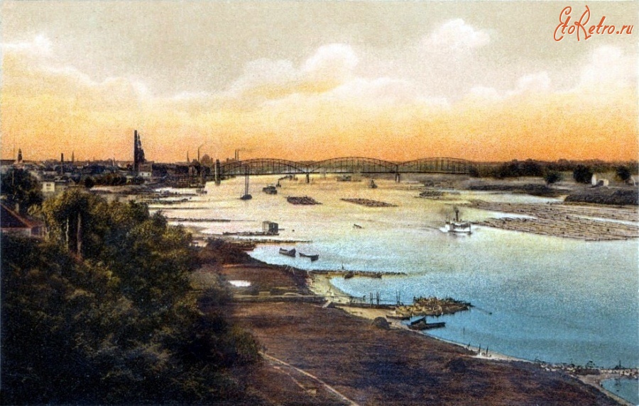 Советск - Тильзит. Вид на мост Королевы Луизы и Мемель со стороны горы Энгельсберг (Engelsberg).