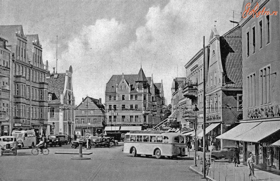 Черняховск - Вид от кирхи на другую сторону площади Старого рынка (Alter Markt). Снято в 1937-1941 г