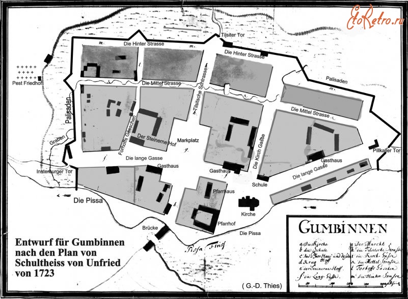 Гусев - Gumbinnen. Карта 1723 года.