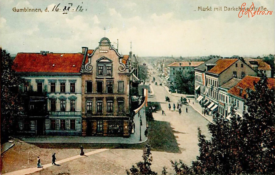 Гусев - Gumbinnen. Markt mit Darkehmerstrasse.