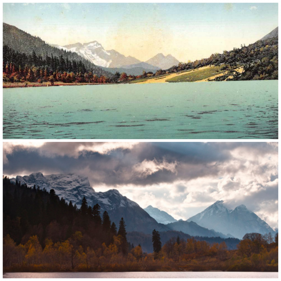 Красная Поляна - Фотосравнения. Красная Поляна. Альпийское озеро, 1900-2014