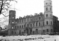 Гатчина - Вид Павловского дворца, сожжённого немцами, в освобождённом г.Гатчина