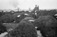 Спасск-Рязанский - Село Ижевское. Копны сена в поле за церковью Успения Пресвятой Богородицы.