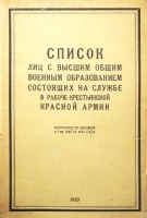 Разное - Список лиц с высшим  общим  военным  образованием состоящих на службе в рабоче-крестьянской  Красной Армии.