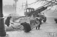 Москва - Манежная площадь. Уборка снега 1959, Россия, Москва