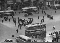 Москва - На улице Горького. Двухэтажный троллейбус 1947, Россия, Москва,