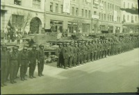 Киев - Парадный строй танкистов возле своих Т-26 на Крещатике 1 мая 1939 года.