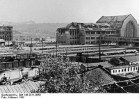 Киев - Вид на разрушенный Киевский вокзал в период оккупации