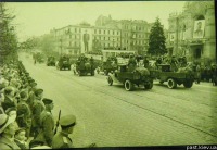 Киев - Киев.  Перекресток улиц Владимирской и Богдана Хмельницкого во время военного парада 1945 года.